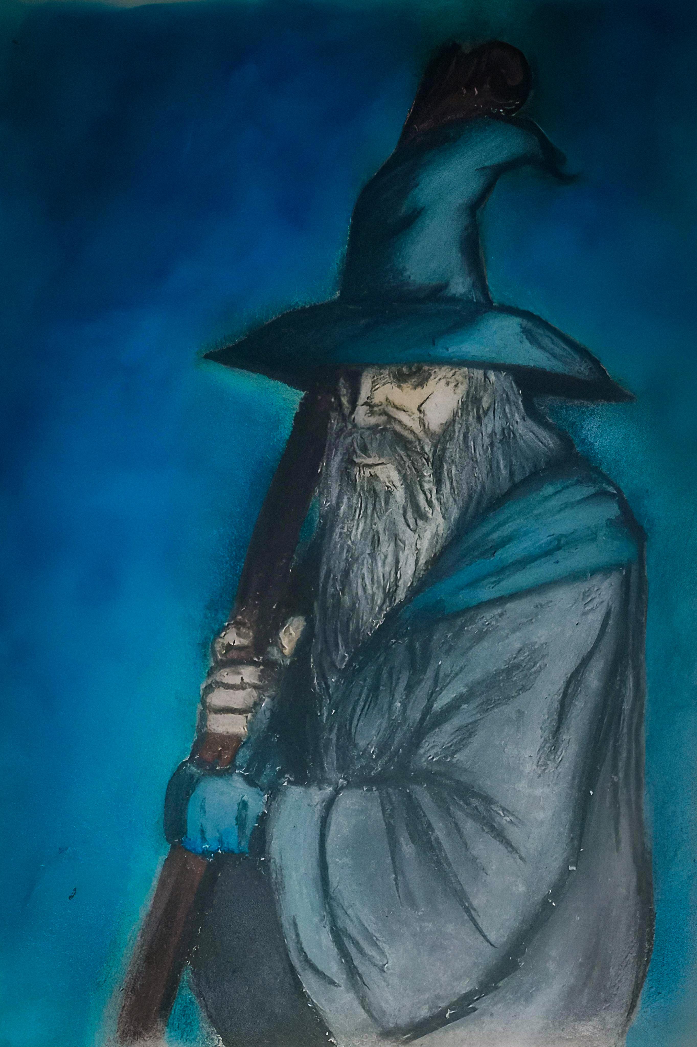 Gandalf - Oil Pastel by Eda Tunali